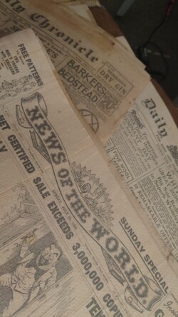 1926 Newspapers found under the carpet of a Marrams, Hemsby Home. Rock Berm sea defence needed now.